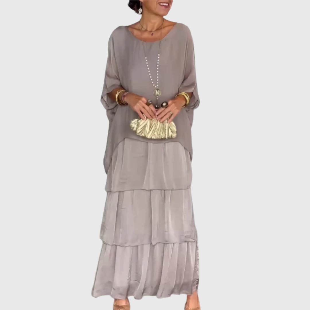 Sophie | Robe longue fluide à volants