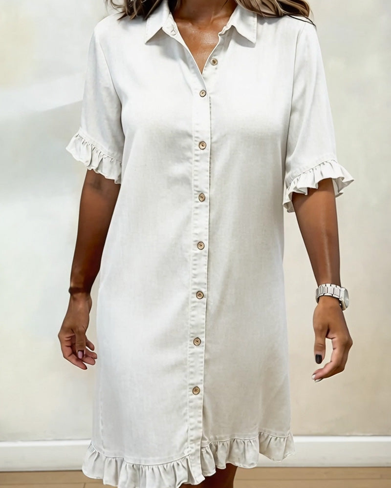 Claire | Robe en Denim Confortable avec Plis Flatteurs