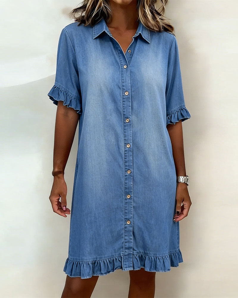 Claire | Robe en Denim Confortable avec Plis Flatteurs