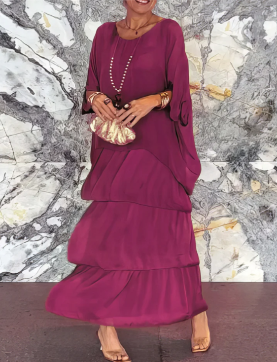 Sophie | Robe longue fluide à volants