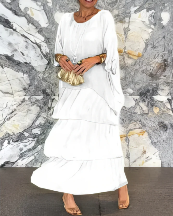 Sophie | Robe longue fluide à volants