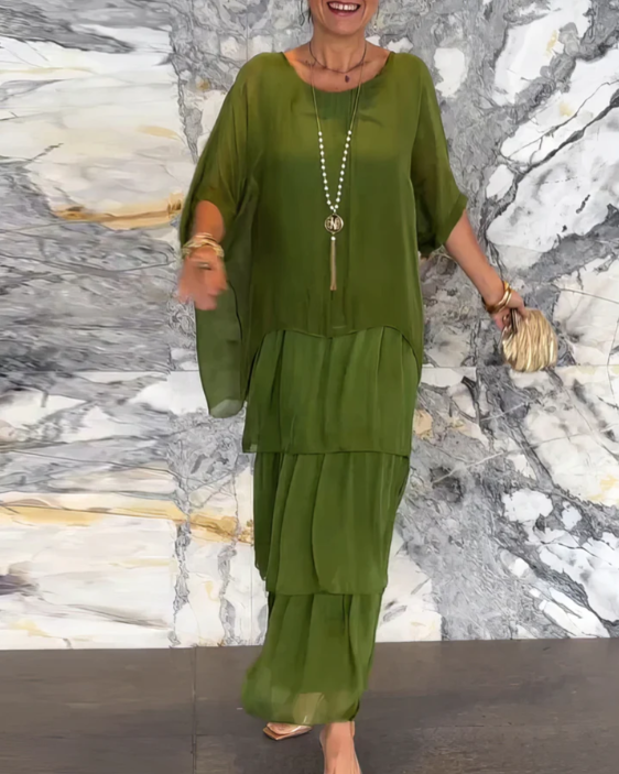 Sophie | Robe longue fluide à volants
