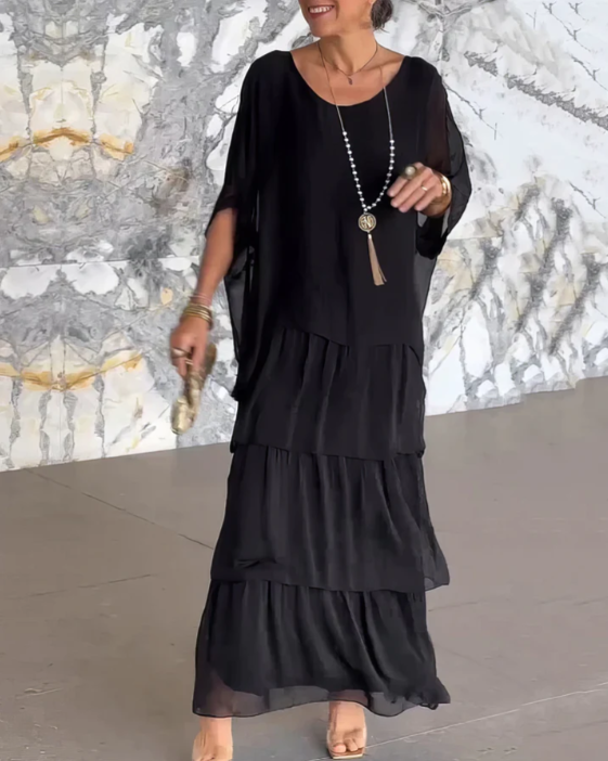 Sophie | Robe longue fluide à volants
