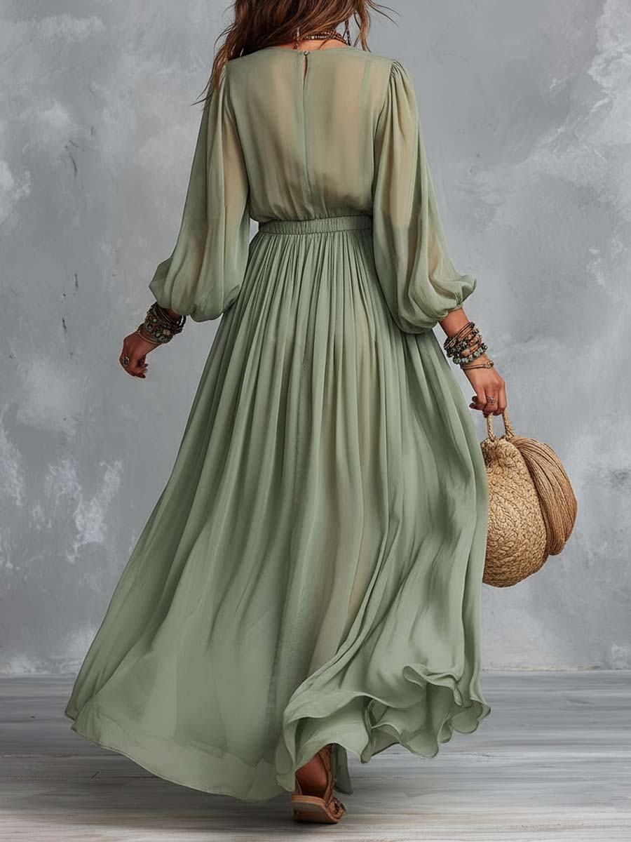Élodine™ | Robe Maxi Bohème à Imprimé Floral