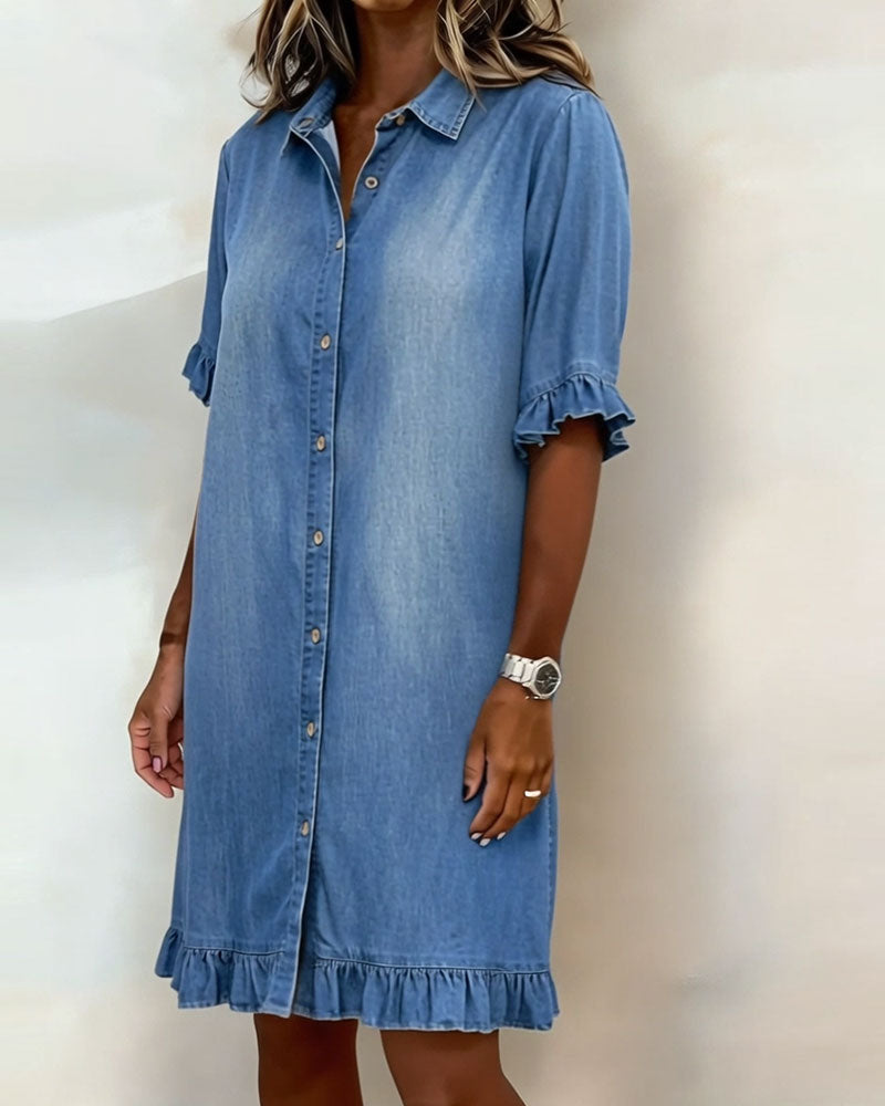 Claire | Robe en Denim Confortable avec Plis Flatteurs