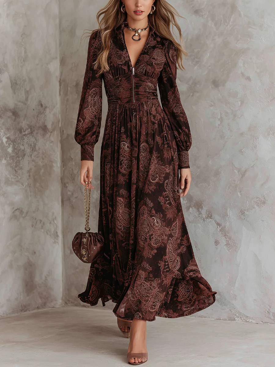 Ariane™ | Robe Maxi Paisley avec Accent à la Taille